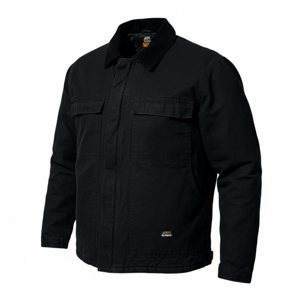 Berne Workwear Insulated Jacket Black Size L Heavy Duty Canvas Coat Quilted